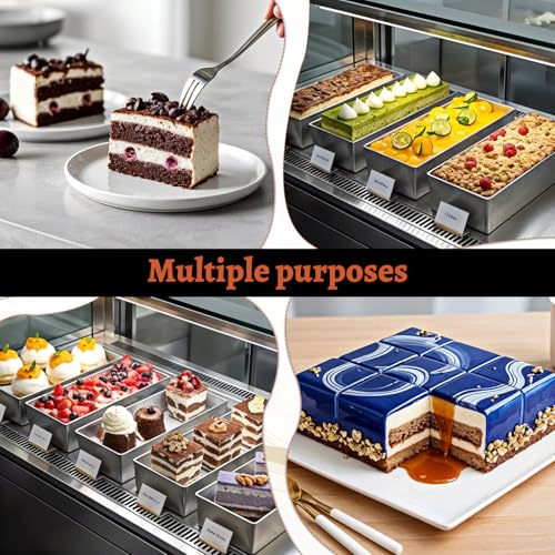 2 Pack Nonstick Rectangle Tiramisu Pan with Lid and Metal Spatula