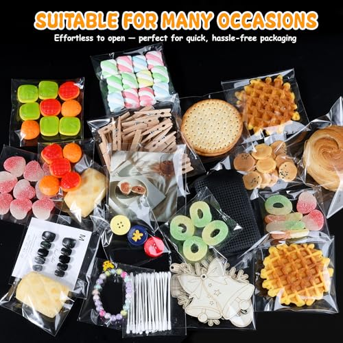Soarvita Self Sealing Cookie Bags, 100Pcs 4x6 Inches Clear Resealable Gift Wrap Cellophane Bags for Packaging Candy Treat Goodie Favors and Cookies Gift Giving - Self Adhesive Wrappers - color: 4x6 Inch -100pcs