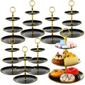 Teenyyou 8 Pack 3 Tier Plastic Cupcake Stand Bulk, Black, Round - color: Black, style: Round