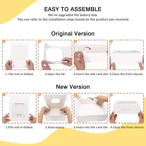 Moretoes 45pcs Bakery Boxes, 8x8x2.5 Inches Cookie Boxes with Window