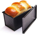 CHEFMADE Pullman Loaf Pan with Lid, 1Lb Dough Capacity Non-Stick Rectangle Corrugated Bread Pan, Carbon Steel Bakeware Toast Mold with Cover for Baking Bread - Black - size: Black 1 lb Corrugated