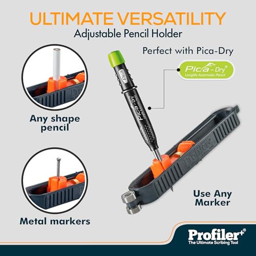Profiler+ The Ultimate Precision Set Multifunction Scribing Tool - Pica-Dry Long-life Automatic Pencil & 8 Multi-Use Refill Leads, Official Brand Collaboration for Accurate Scribing and Marking