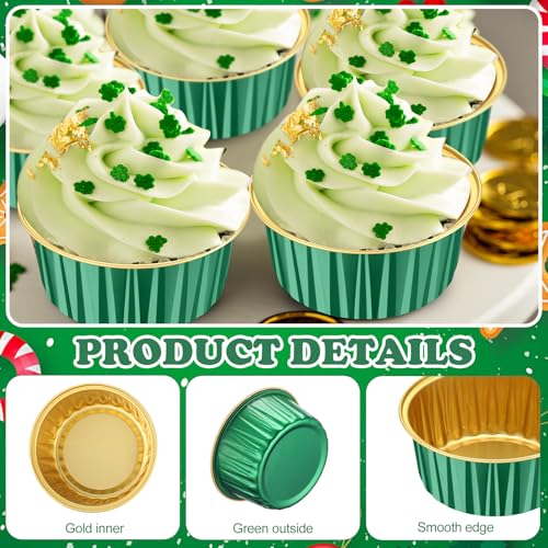 Gejoy 400 Pcs Aluminum Foil Baking Cups with Lids, Classic, Dark Green,Gold - color: Dark Green,Gold, size: Classic