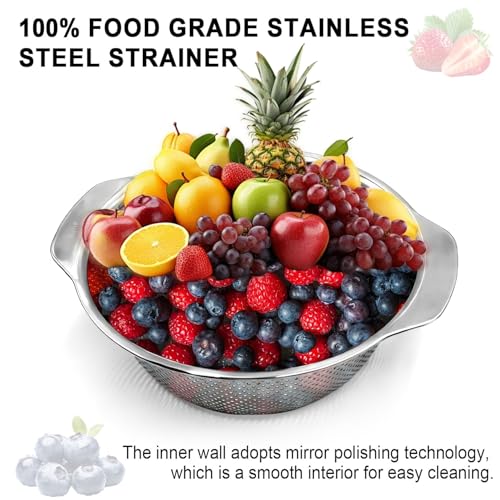 Colander for Kitchen, 1.5 QT Stainless Steel Strainer, Rice Strainer Bowl
