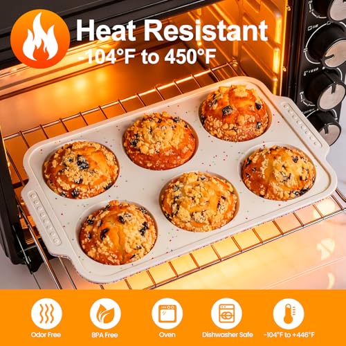 Vinino Silicone Jumbo Muffin Pan with Reinforced Frame for Oven, BPA-Free - size: Jumbo: 6-Cup x 2 Pcs