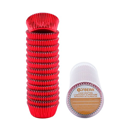 Gifbera Mini Foil Muffin Cupcake Liners Red Wrappers for Christmas Wedding Party, 300-Count - color: Red