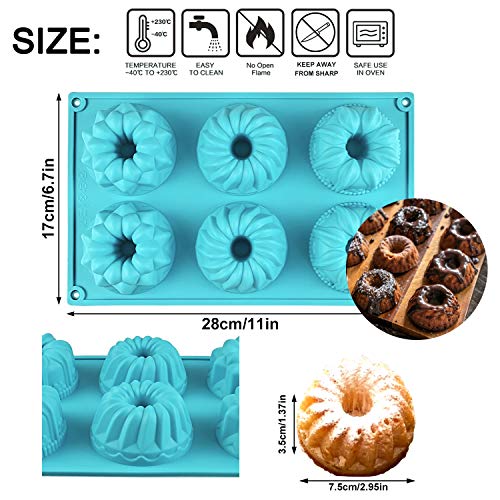 Mity rain 3pcs Mini Cake Pan for Baking, Silicone Fluted Tube Cake Pans