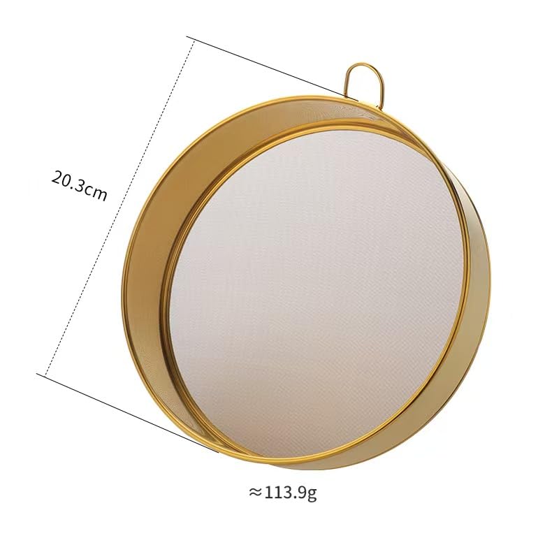 2 Pack Stainless Steel Flour Sifter,Stainless Steel Fine Mesh Strainers Flour Sieve,60 Mesh Round Sifter for Baking Cake Bread (Golden)