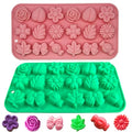 Candy Molds Silicone - 2Pcs Silicone Gummy Daisy Flower/Tulip Flower/Bow Tie/Leaf Candy Mold for Candy Chocolate Gummy Jello Baking Soap Pudding Cookie Desserts Making - color: Small Flower Molds