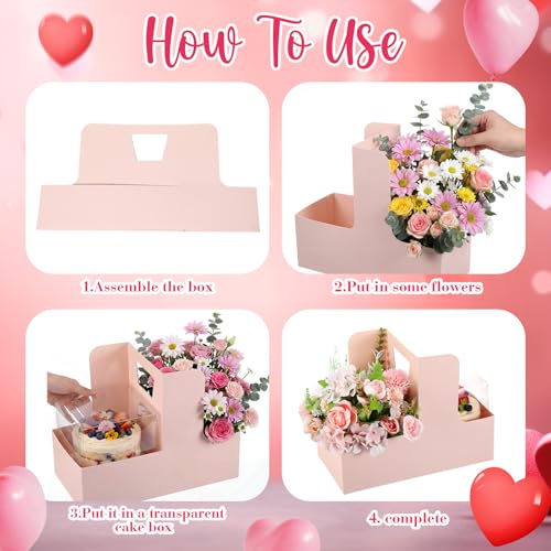 Qinyoung 12 Sets Wedding Gift Baskets with Handles - color: Pink