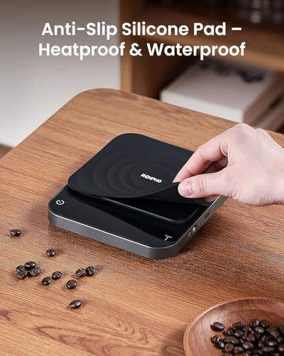 RENPHO Espresso Scale with Timer, Rechargeable, 0.1g Accuracy, 3kg - color: Black-coffee scale