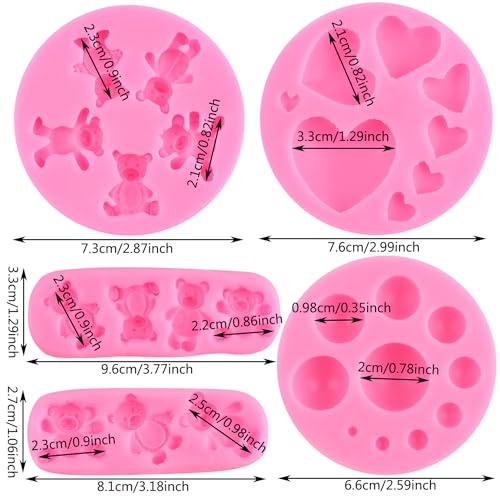 ZiXiang Bear Silicone Mold Valentine's Day Fondant Molds Set Of 5 - color: Style C
