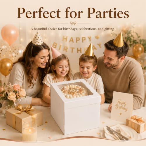 14x14x12 Inch White Corrugated Cake Boxes for 10-12 Inch Large Tiered Cakes - size: 14*14*12inch/4pcs