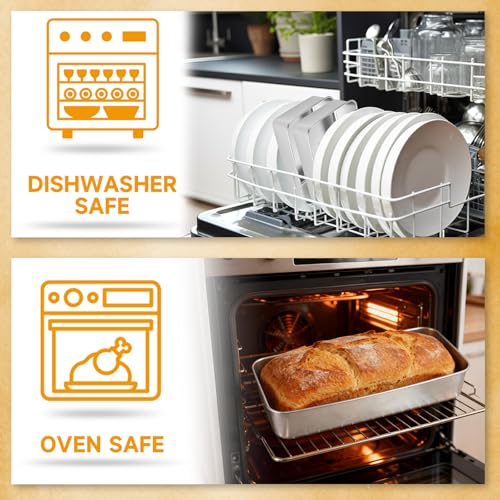 AKOLAFE 4 Pack Stainless Steel Loaf Pan Large 12.5”x5.5” Banana Bread Pan for Homemade Bread Loaf Pans for Baking Bread Tin Long Sourdough Bread Baking Pan Metal Sandwich Loaf Bread Pans for Meatloaf