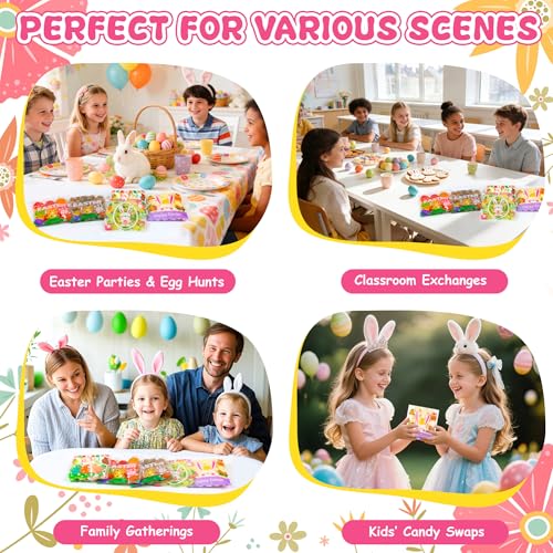 Soarvita 200PCS Easter Self Sealing Cookie Bags: 4x4 Inch Clear Cellophane Treat Bags with Happy Easter Bunny Designs for Candy Goodie Gifts Packaging, Ideal for Classroom Exchange, Party Favors - color: Easter 200pcs