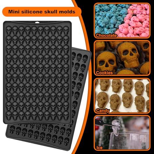 Mini Skull Molds Silicone, 100 Cavity Halloween Skull Chocolate Candy Mold - color: Black Skull
