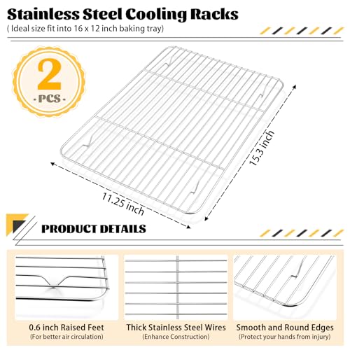 P&P CHEF 15.3" x 11.25" Cooling Baking Wire Racks Pack of 2, Silver - color: Silver, size: 15.3" x 11.25"