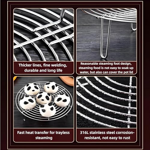 2Pcs Round Steamer Rack and Cooling Rack, Stainless Steel Steamer Rack, Steaming Baking Rack,For various cookware (20x7cm) - size: 20x7cm