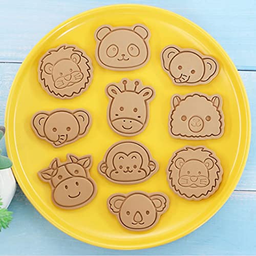 8pcs Cute Animals Cookie Cutters,Plastic Panda Cookie Stamps (Animals B) - color: Animals B