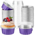 200 Pack Aluminum Cupcake Liners with Lids,Purple,Plain - color: Purple, style: Plain