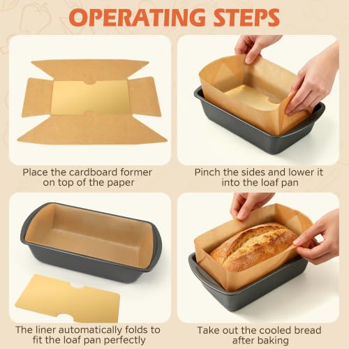 100 Pcs Loaf Pan Liners for Baking Bread 9x5 Inch with Cardboard Formers