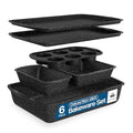 Bakken Swiss - Bakeware Set – 6 Piece – Stackable, Deluxe, Non-Stick Baking Pans for Professional and Home Cooking – Carbon Steel, Gray Stone Coating - color: Gray Marble, size: 6 Piece Set