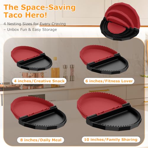 Tortilla Sealer Crimper Maker - for 10"+8"+6"+4" Flour Tortillas - color: Black Red