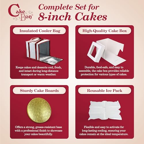 8" Cake Box Drum Insulated Bag Gold Round Smooth 1Pack - size: 8 inch, style: Gold - 4 Pack