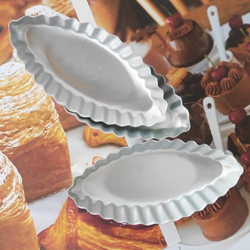 Aluminum Boat Tart Pan Fluted Oval Baking Mold, Small Wavy Tartlet - style: Bigger size 4.7"