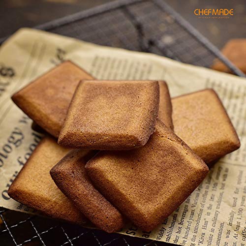 CHEFMADE Financier Cake Pan, 12-Cavity Non-Stick Square Muffin Pan Biscuits Cookies Bakeware for Oven Baking (Champagne Gold - size: 02 - Financier Square 12 Cups