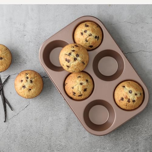 HAPPIELS 6 Cup Jumbo Muffin Pan Nonstick, PFOA & BPA Free - style: Jumbo Muffin Pan