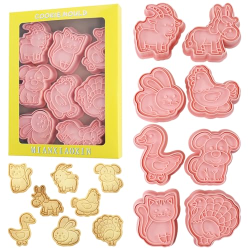 Barnyard Animal Cookie Cutters 8Pcs Rabbit Dog Cat Biscuit Molds for Baking - color: Farm B