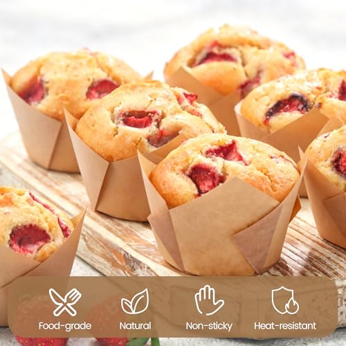 Ruisita 150 Pcs Mini Cupcake Liners Muffin Liners Baking Cups - color: Brown, Natural, White