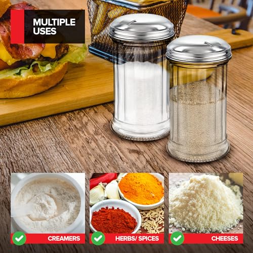 Stock Your Home Glass Sugar Dispenser- Fluted Sugar Pourer with Stainless Steel Self Closing Lid - Crystal Clear Sugar Shaker for Diners, Cafes, Bakeries, Coffee Shops, Restaurants, Kitchens