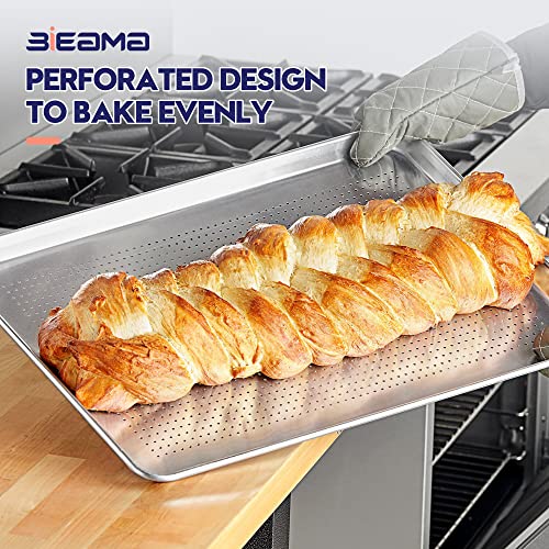 BIEAMA 6 Pack Full Size 18" x 26" Aluminum Baking Sheet Pan Perforated, Commercial Bakery Equipment Cookie Sheets, NSF Approved Baking Tray - size: 6PACK Perforated Full Size 18"×26"
