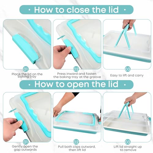 2-Pack 15x10 Sheet Cake Pan with Lid, 2" Deep Nonstick, Teal - color: Teal