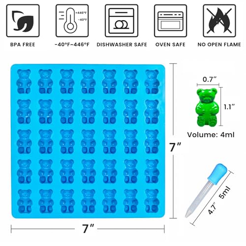Large Gummy Bear Molds, Silicone Candy Molds, 3-Pack