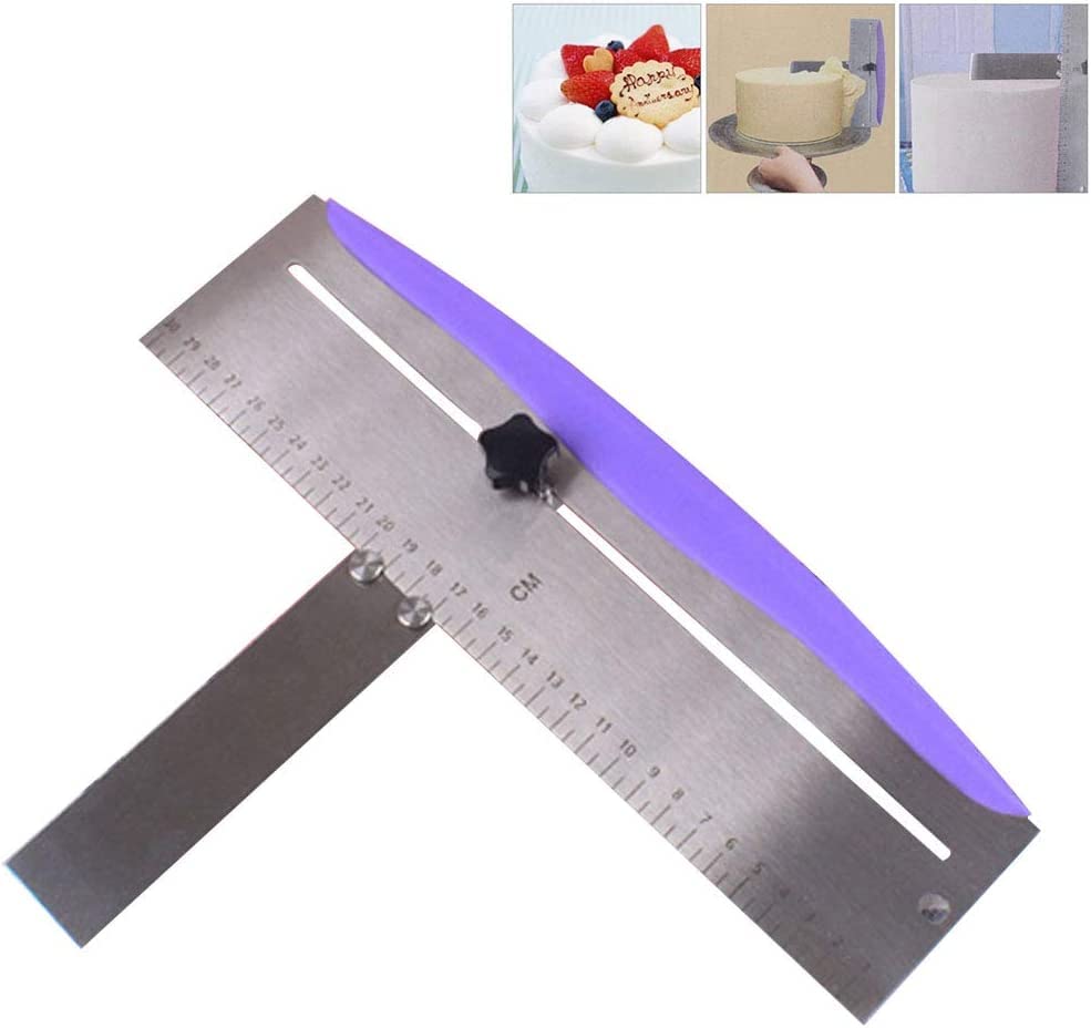 HAKUNA 12 Inch Stainless Steel Cake Scraper,Cake Scraper Smoother,Adjustable Kitchen Frosting Spatula Cake Leveler Tool,Cake Bench Scraper for Mousse,Cheese,Cream Cake Decorating Tools