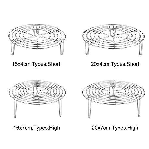 Round Steamer Rack and Cooling Rack,Stainless Steel Pot Trivet, Wire Steamer Kettle Rack Holder, Fit for Pots Cookware Pressure-Cooker Pans Up (20x7cm/7.87x2.76inch) - size: 7.87x2.76inch