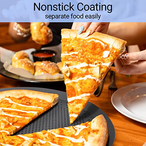 Beasea Pizza Pan with Holes, 13 Inch Pizza Pan Aluminum Alloy Round Vented Pizza Pans Heavy Duty Pizza Crisper Pan Pizza Baking Tray Bakeware for Home Restaurant Kitchen - color: Black, size: 13 Inch