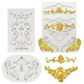 3 Pcs Baroque Silicone Mold, Scroll Fondant Mold for Cake Decor