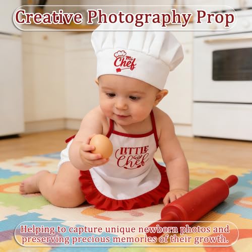 4 Pack Newborn Chef Outfit Photography Props 0-6 Months - color: Red