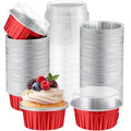 200 Pack Aluminum Cupcake Liners with Lids,Red,Plain - color: Red, style: Plain