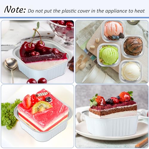 Aoriher 300 Pieces 10 oz Mini Cake Pans with Lids,White, Silver - color: White/Silver