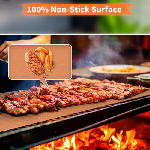 WIBIMEN Grill Mats for Outdoor Grill, Copper 7pcs Grill Mat - color: Copper 7pcs