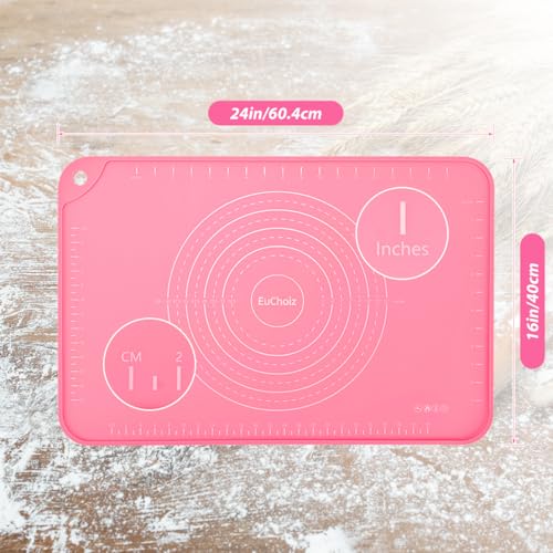 Silicone Pastry Non Stick Baking Mat 24"*16" Dough Rolling Edge Heightening - color: Pink, size: 24"L x 16"W