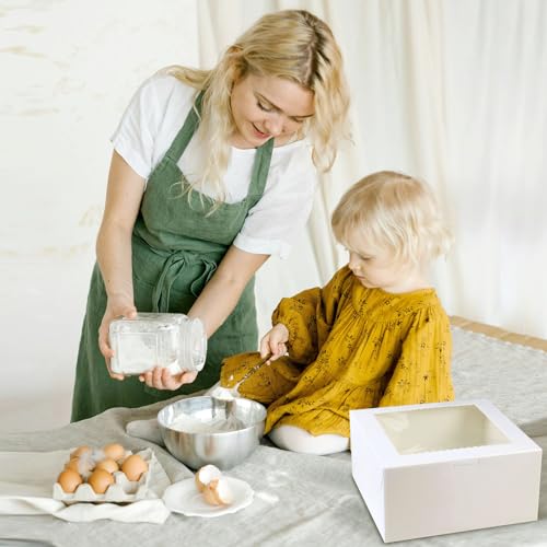 20Pcs 10 Inch Cake Boxes with Window, 10x10x5 In White Bakery Box - color: White, size: 10x10x5 Inch