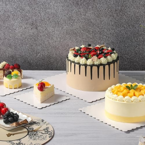 10 Pack 8 Inch White Square Cake Boards Grease Proof Heavy Duty Cardboard Base Disposable Trays for Desserts Pastries Display - size: 8''