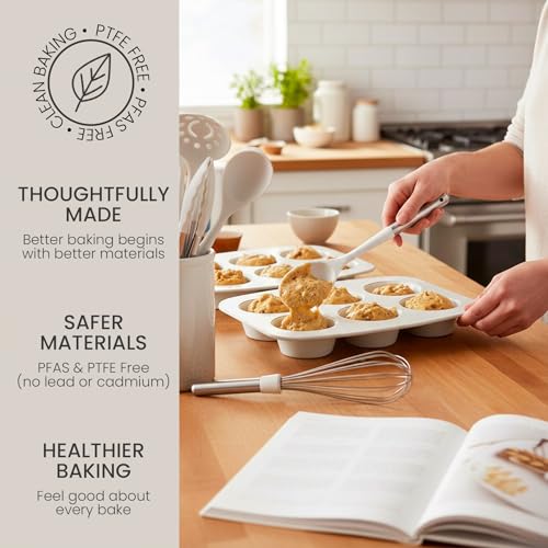 Larder & Vine 8-Piece Stackable Bakeware Set, Ceramic-Coated Nonstick Baking Pan Set, Non-Toxic, with Baking Sheets, Muffin Pan, Loaf Pan & Cake Pans, French Gray - color: French Gray