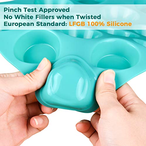 CAKETIME Mini Muffin Pan 24 Mini Cupcake Pans Silicone Molds Food Grade Silicone Muffin Pans for Baking Pack of 2 - size: 24-Cup Mini